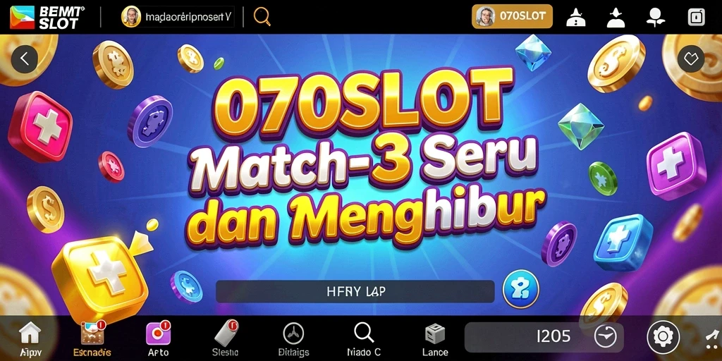 Tangkapan layar gameplay 070SLOT menampilkan aksi Match-3 yang seru.