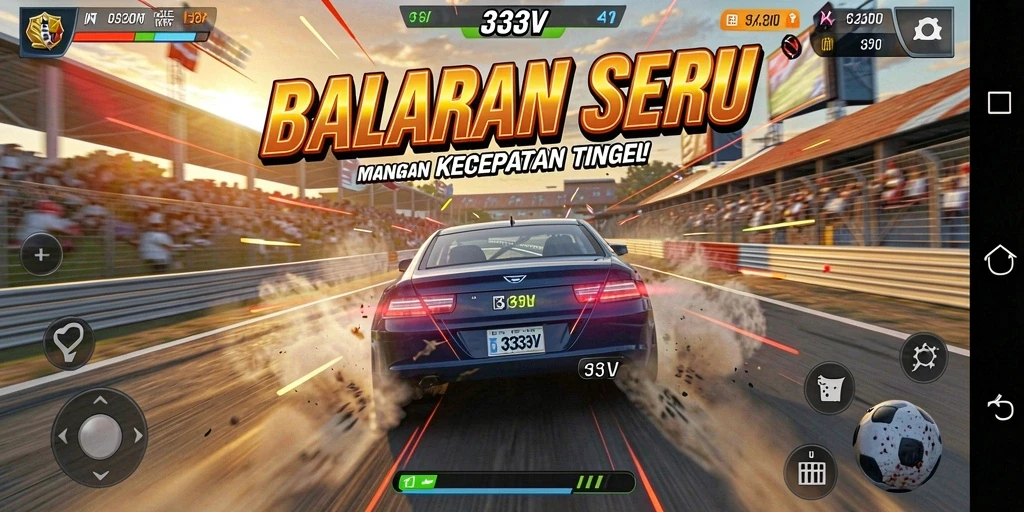 Screenshot gameplay 333V menampilkan aksi balap yang intens dan penuh kecepatan.