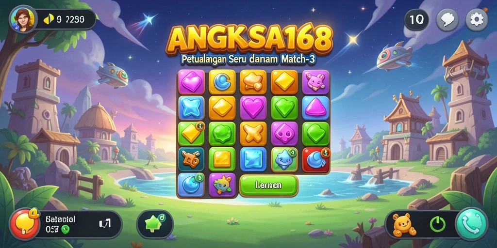 Screenshot ANGKASA168 menampilkan momen seru gameplay Match-3.