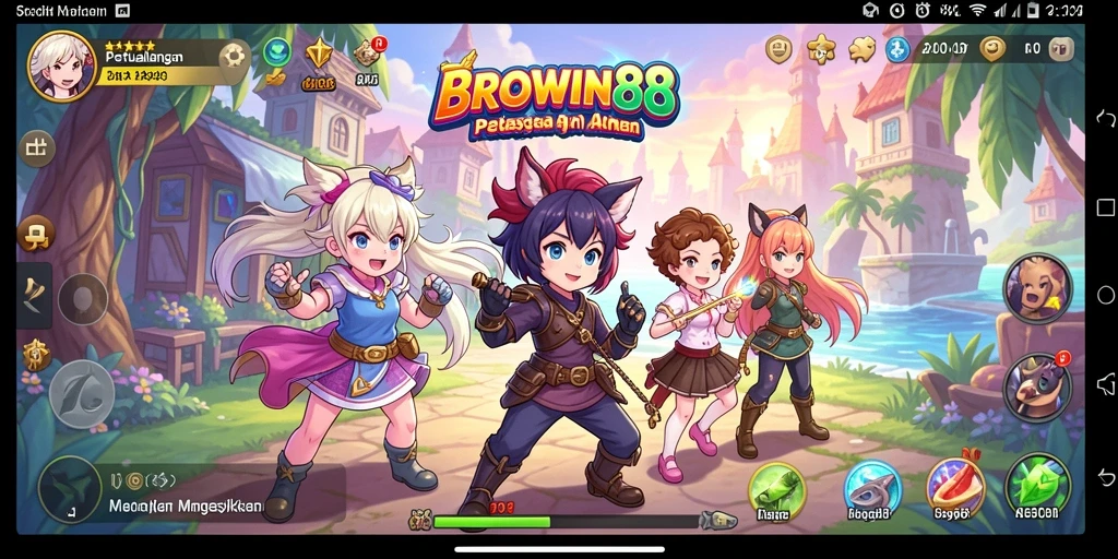 Screenshot BROWIN88 menampilkan karakter anime dalam aksi seru.