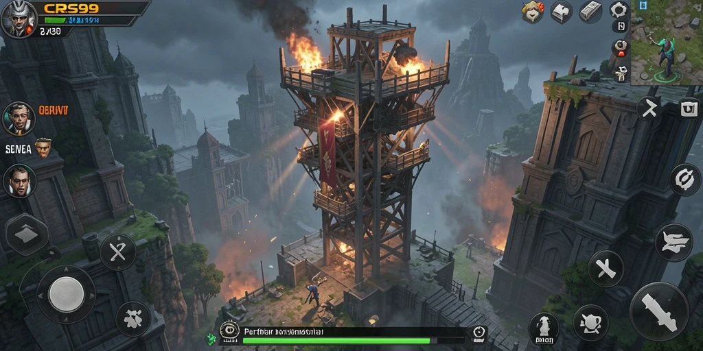 Tangkapan layar utama CRS99 menunjukkan aksi menegangkan dalam Tower Defense.
