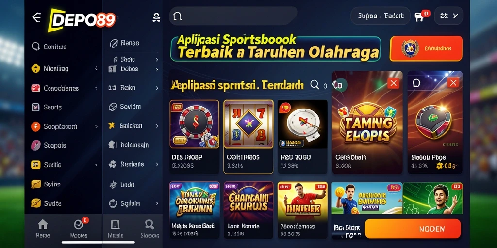 Tampilan utama DEPO89 dengan berbagai pilihan taruhan olahraga.