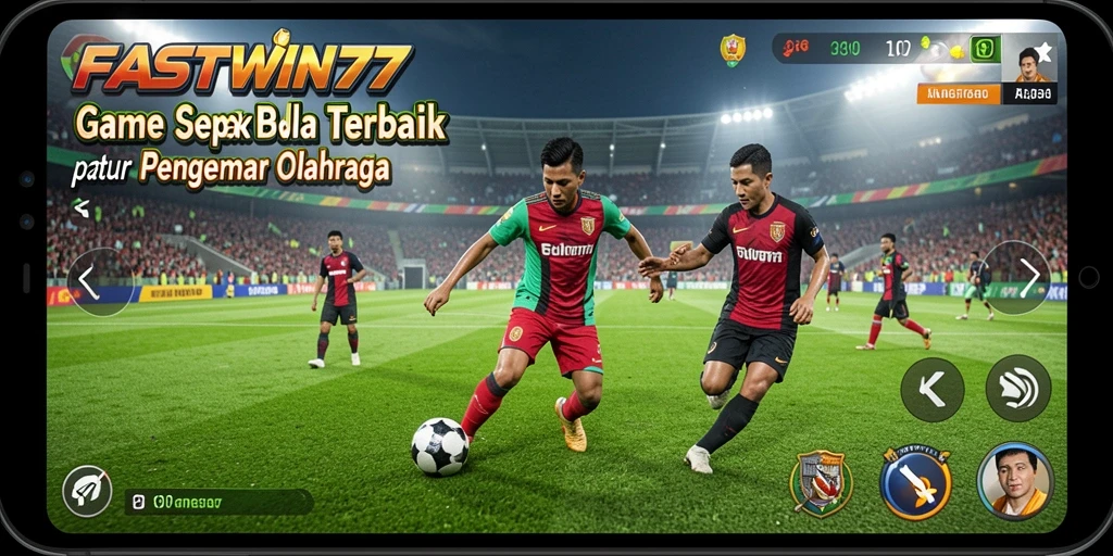 Screenshot gameplay FASTWIN77 menampilkan aksi sepak bola yang mendebarkan.