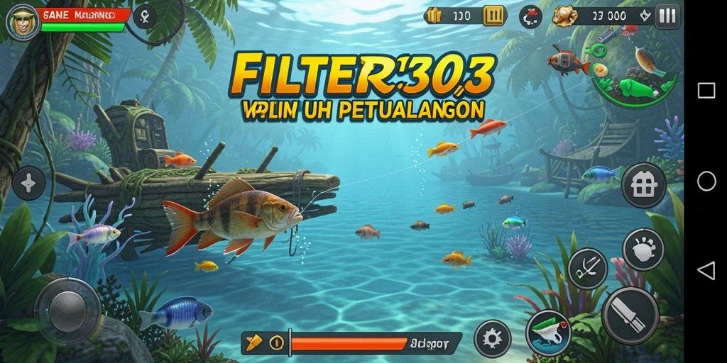 Tampilan gameplay FILTER303 dengan suasana memancing yang memukau.