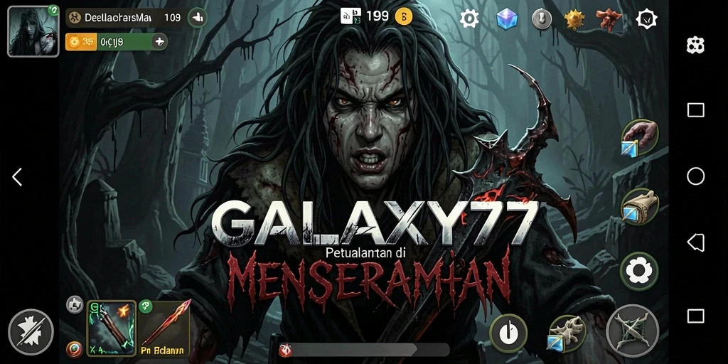 Tampilan gameplay GALAXY77 yang menakutkan dan misterius.