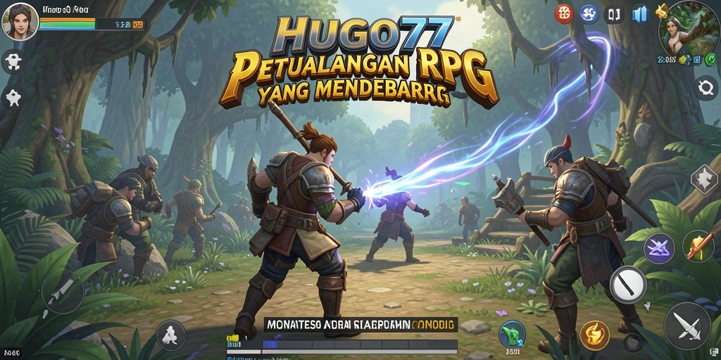 Tangkapan layar HUGO77 menunjukkan aksi pertarungan RPG yang menarik.