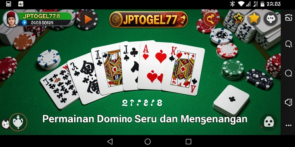 Tampilan seru gameplay JPTOGEL77 dengan kartu Domino.