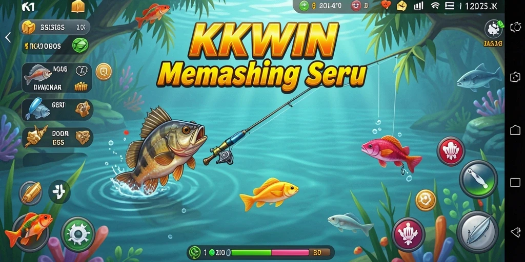 Tampilan gameplay KKWIN yang mengesankan saat memancing.