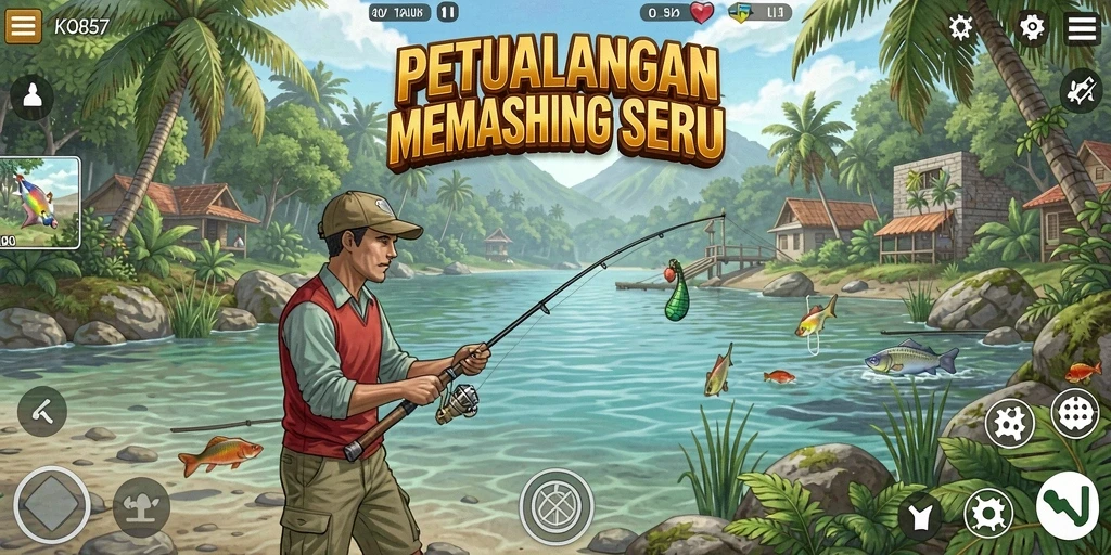 Tampilan gameplay KO857 yang menakjubkan saat memancing ikan.