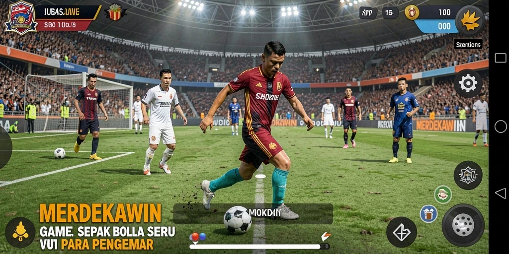 Screenshot gameplay <strong>MERDEKAWIN</strong> menunjukkan aksi seru di lapangan.