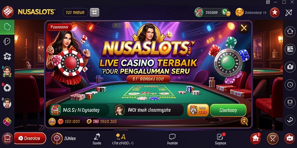 Tampilan gameplay NUSASLOTS yang mendebarkan dalam Live Casino.