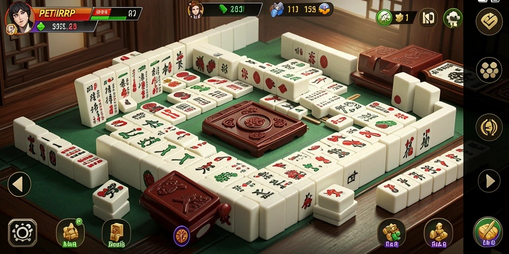 Tampilan gameplay menarik dari PETIRRP yang menunjukkan keindahan Mahjong.