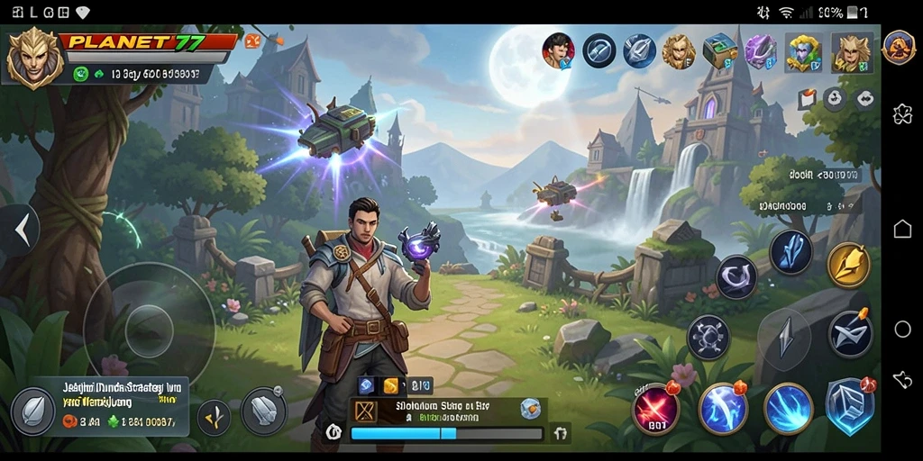 Screenshot utama menampilkan gameplay mendalam PLANET77.