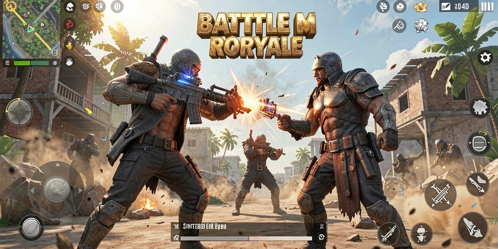 Gameplay seru di arena pertarungan SINTE4D Battle Royale.
