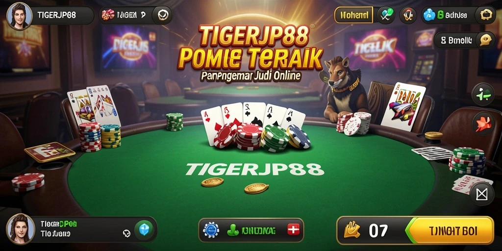 Tampilan gameplay TIGERJP88 dengan suasana poker yang mengasyikkan.