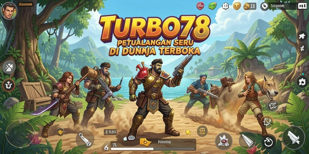 Tampilan gameplay TURBO78 yang menampilkan eksplorasi dunia terbuka.