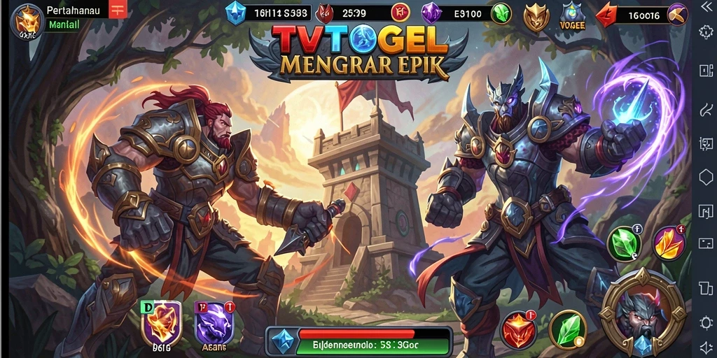 Tampilan gameplay TVTOGEL dengan menara pertahanan yang strategis.