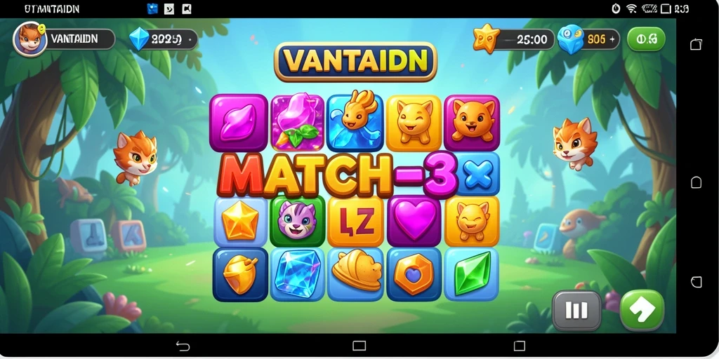 Screenshot gameplay dari VANTAIDN menunjukkan keseruan permainan Match-3.