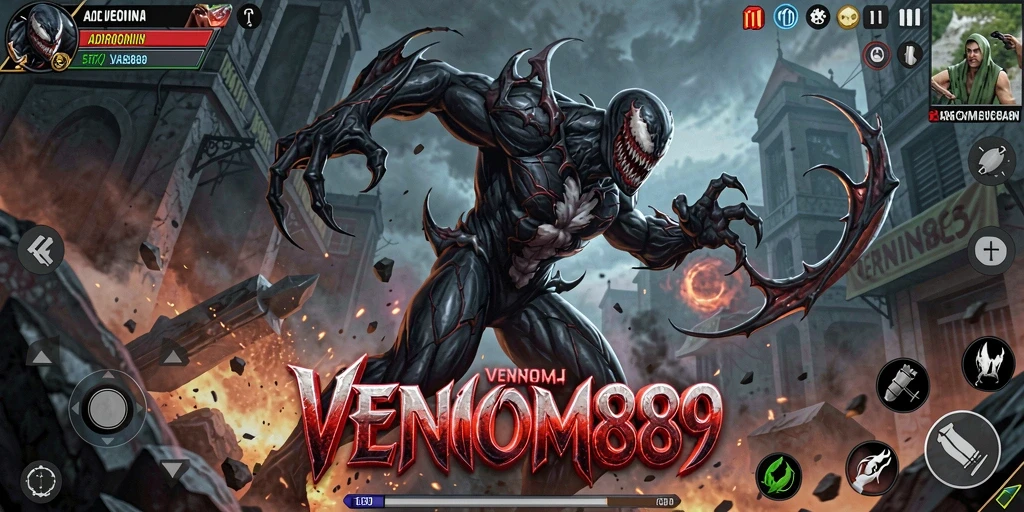 Tampilan aksi menegangkan dari permainan VENOM889.