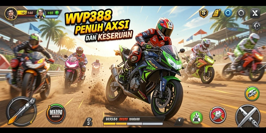 Tampilan gameplay seru khas balapan motor di WP888.