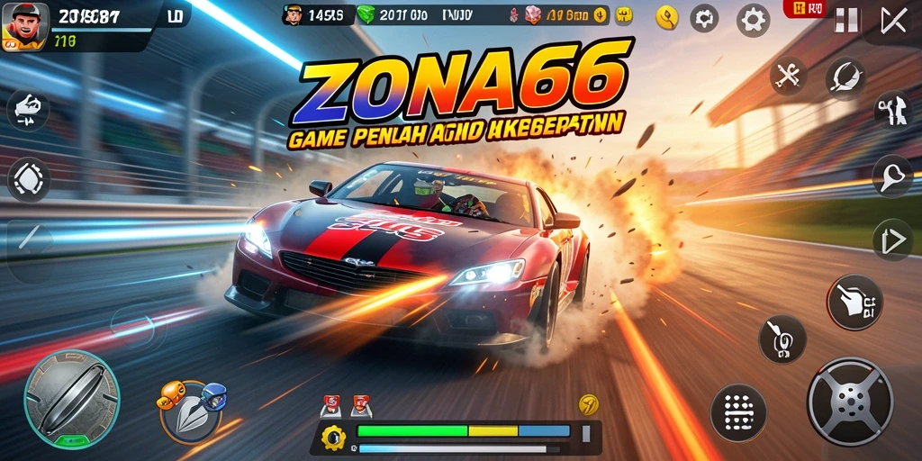 Tampilan gameplay balapan yang seru dan mendebarkan di ZONA66.